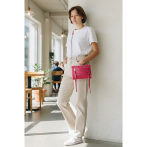 Rebecca Minkoff Mini 5 Zip Crossbody Pebbled Leather Bag Tasseled